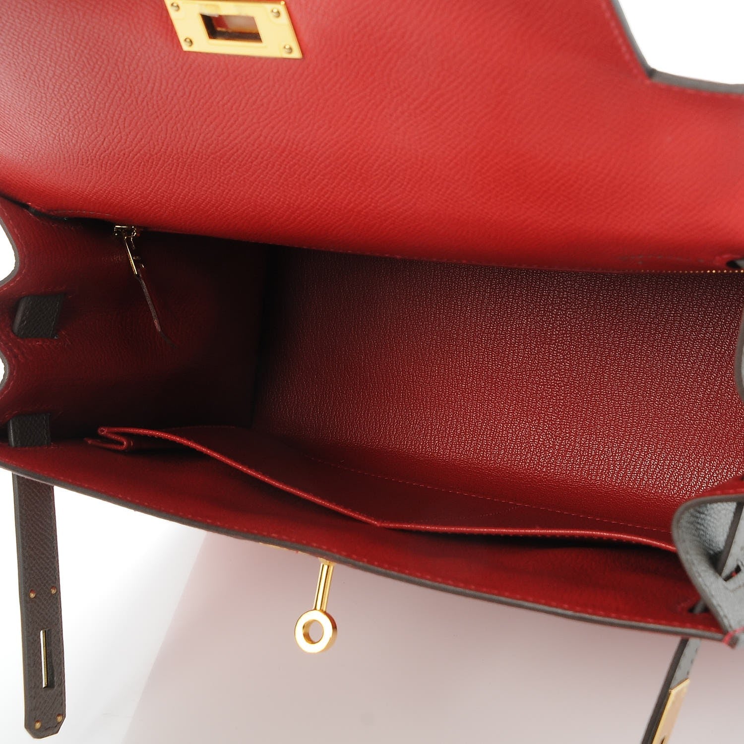Hermes Epsom Horseshoe Kelly Sellier 28 Rouge Casaque Etain 7 of 36