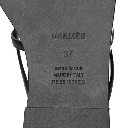 Hermes Calfskin Miss Sandals 37 Black 8 of 11