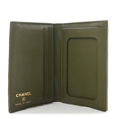 Chanel Calfskin Chevron Quilted Card Holder Wallet Khaki 5 of 9