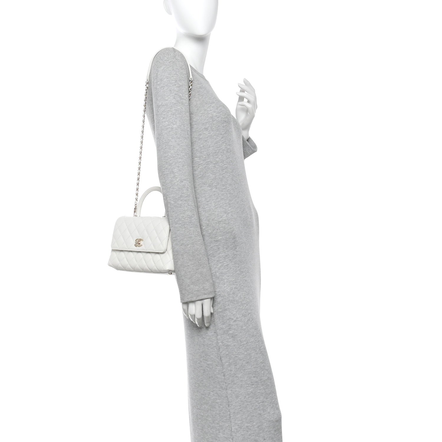 Chanel Caviar Quilted Mini Coco Handle Flap White 2 of 12