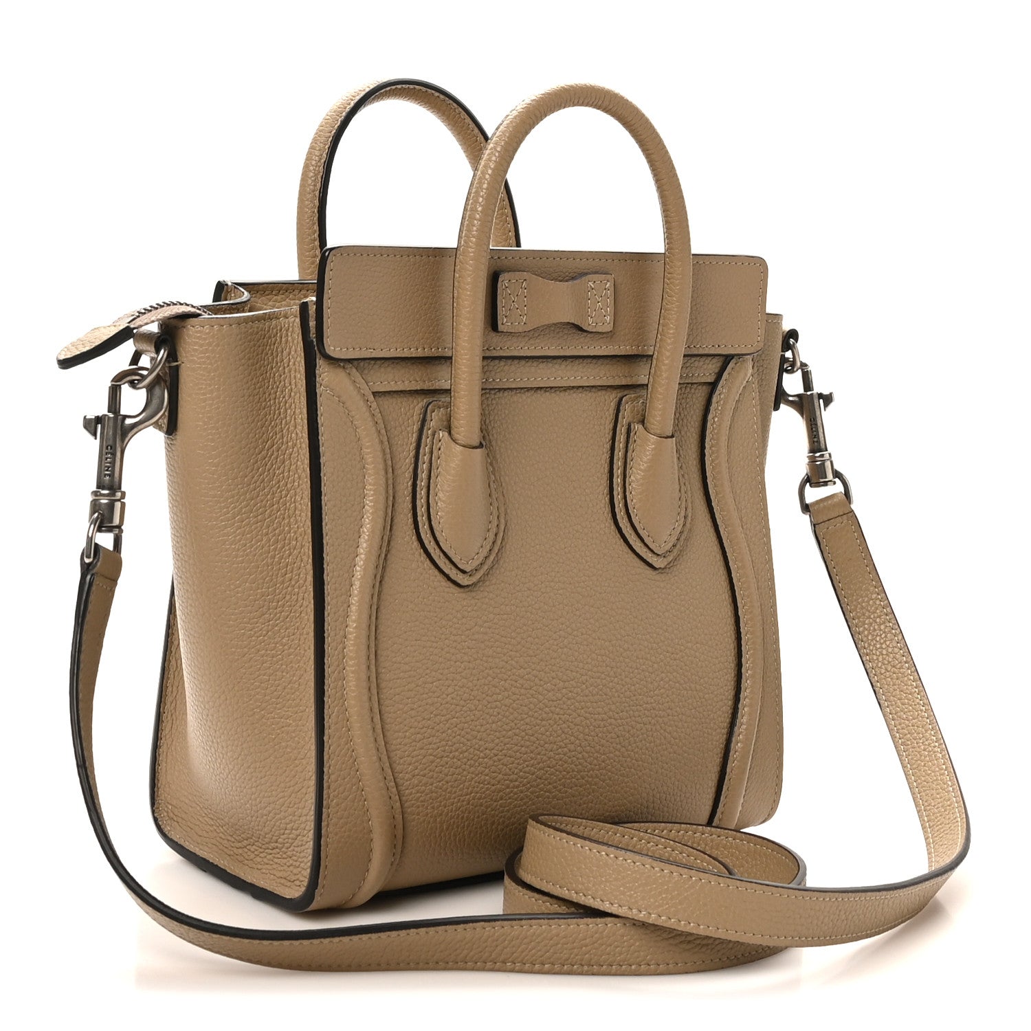 Celine Drummed Calfskin Nano Luggage Dune 3 of 10