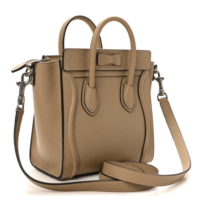 Celine Drummed Calfskin Nano Luggage Dune 3 of 10