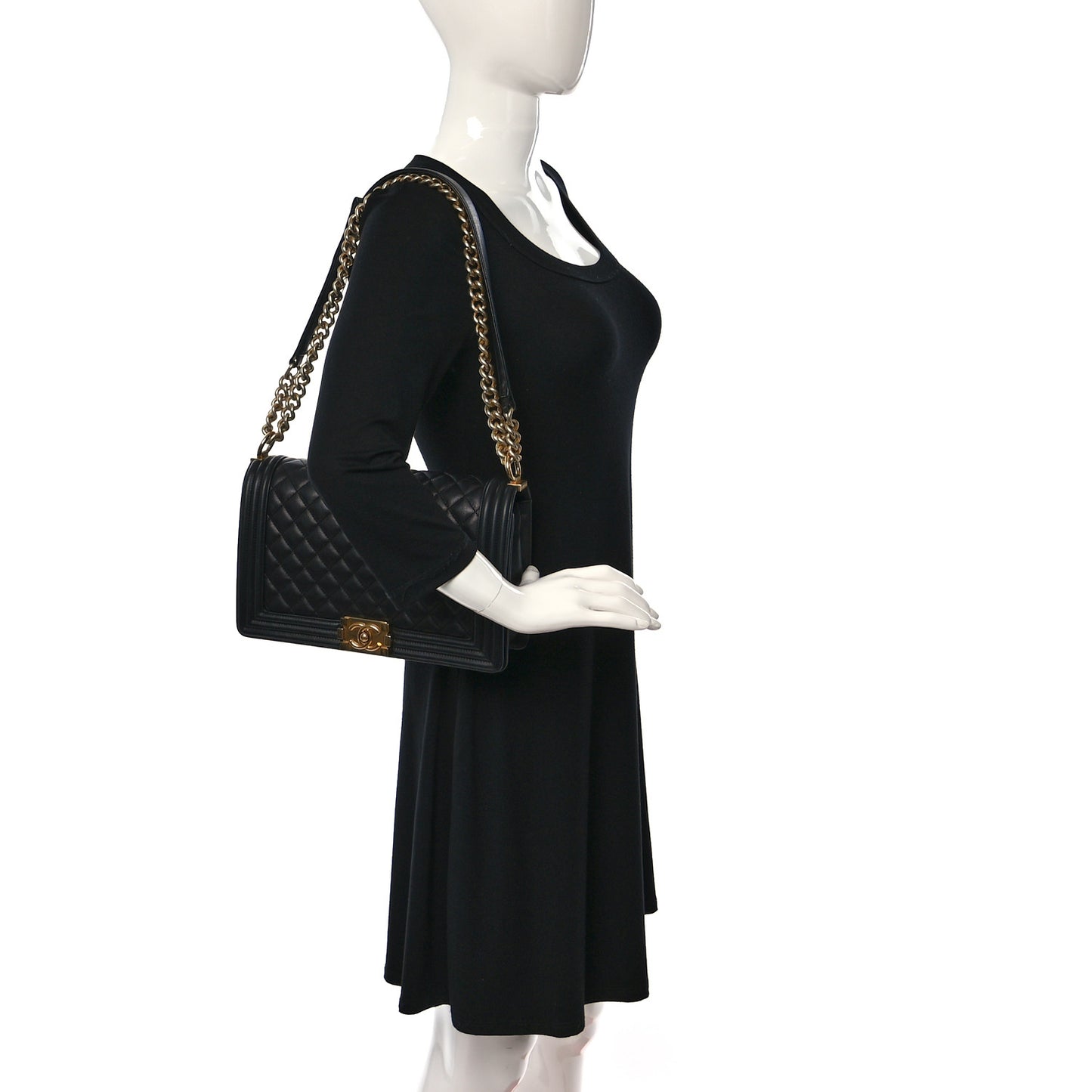 Calfskin Quilted New Medium Boy Flap Black