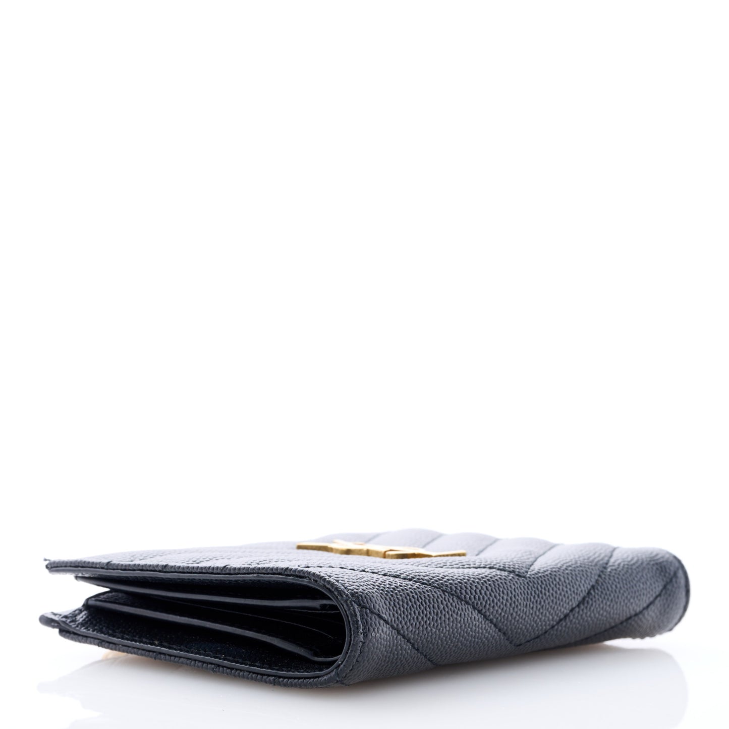 Grain De Poudre Matelasse Chevron Monogram Zipped Two-Part Wallet Black