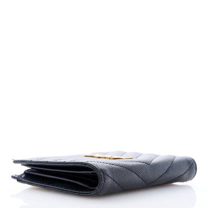 Saint Laurent Grain De Poudre Matelasse Chevron Monogram Zipped Two-Part Wallet Black 4 of 6
