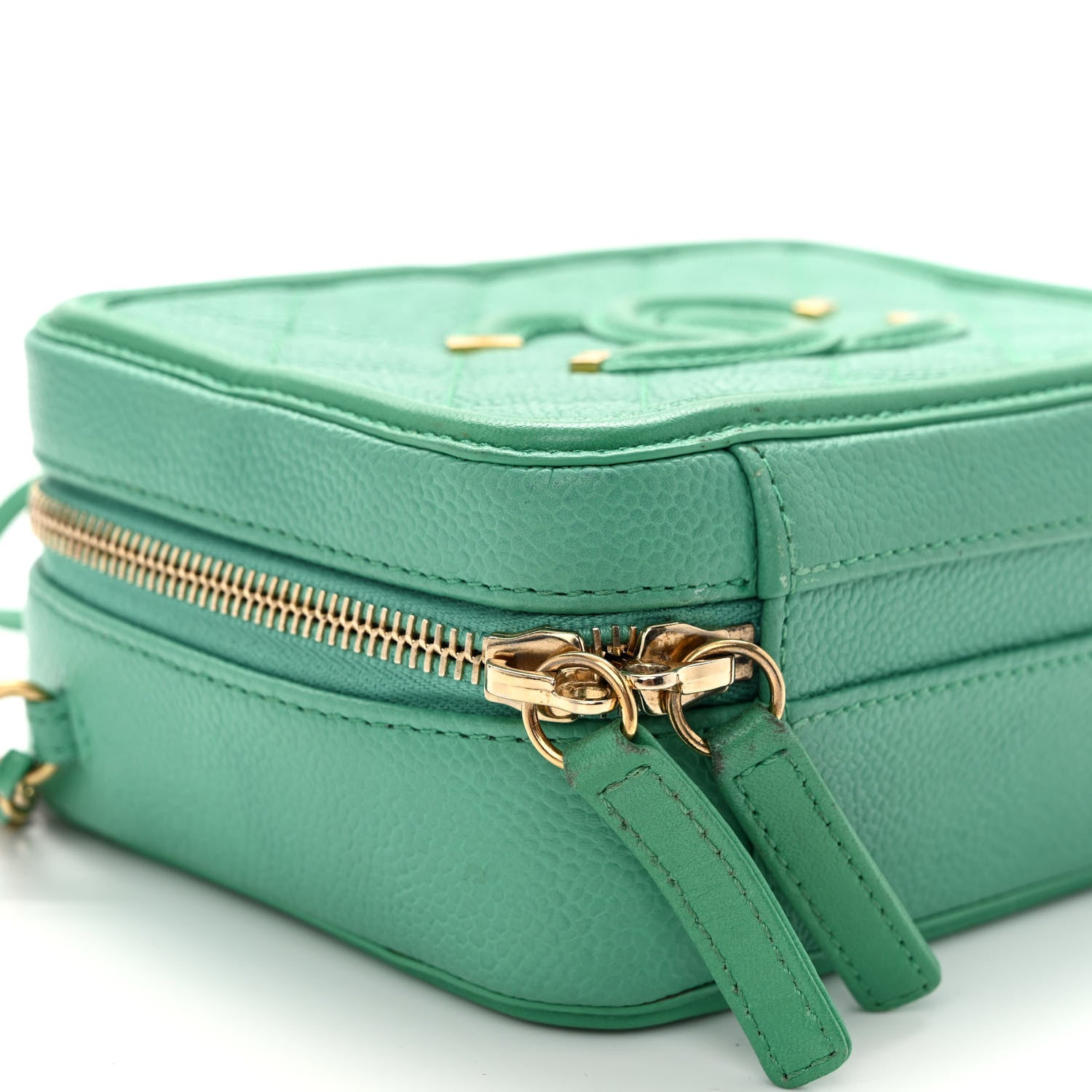 Chanel Caviar Quilted Small CC Filigree Vanity Case Green 9 of 12