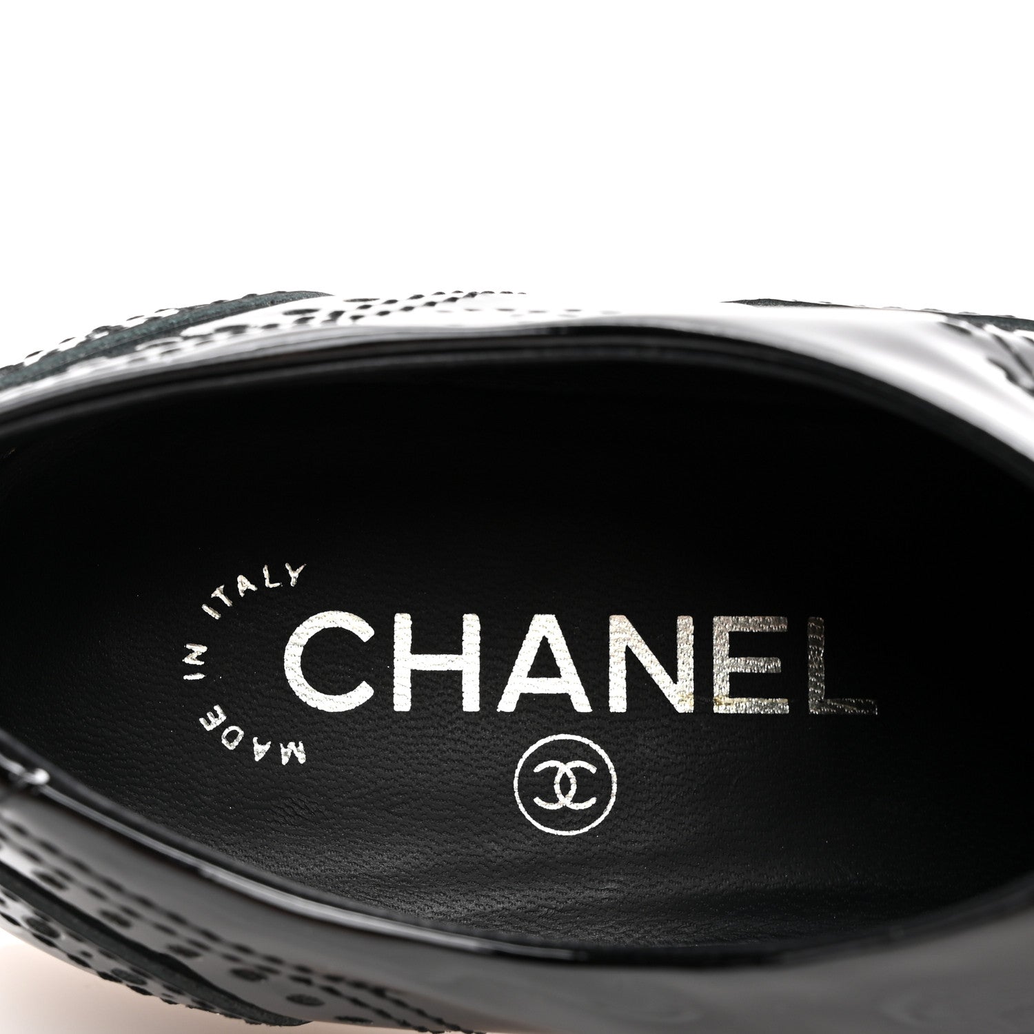 Chanel Patent Calfskin CC Brogue Lace Up Oxfords 36.5 Black 6 of 10
