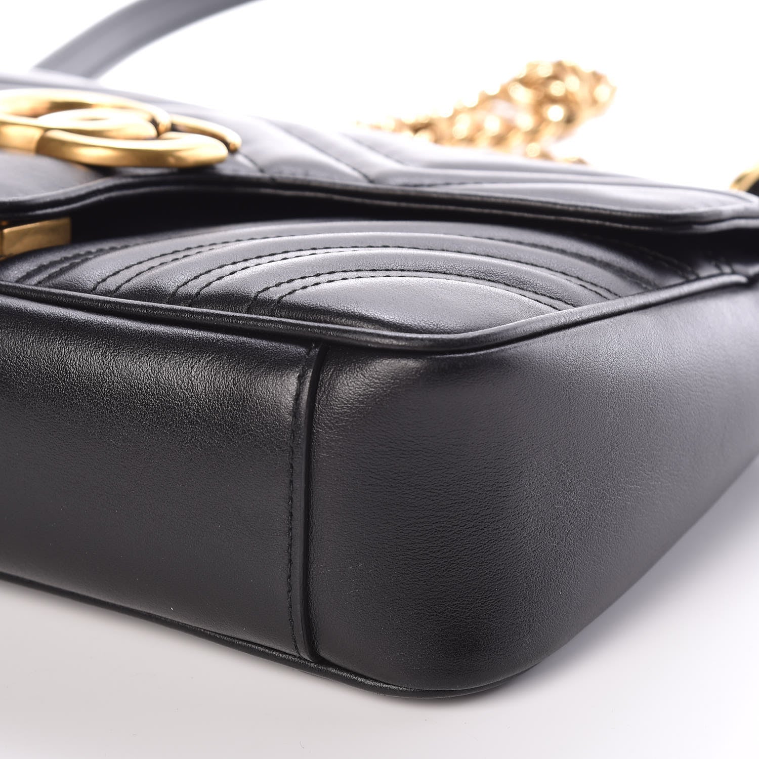 Gucci Calfskin Matelasse Small GG Marmont Shoulder Bag Black 8 of 9