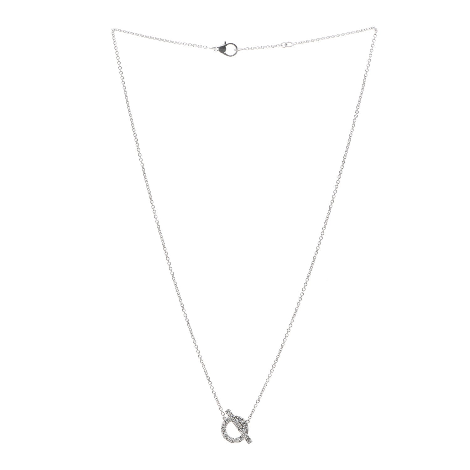 Hermes 18K White Gold Diamond Finesse Pendant Necklace 3 of 5