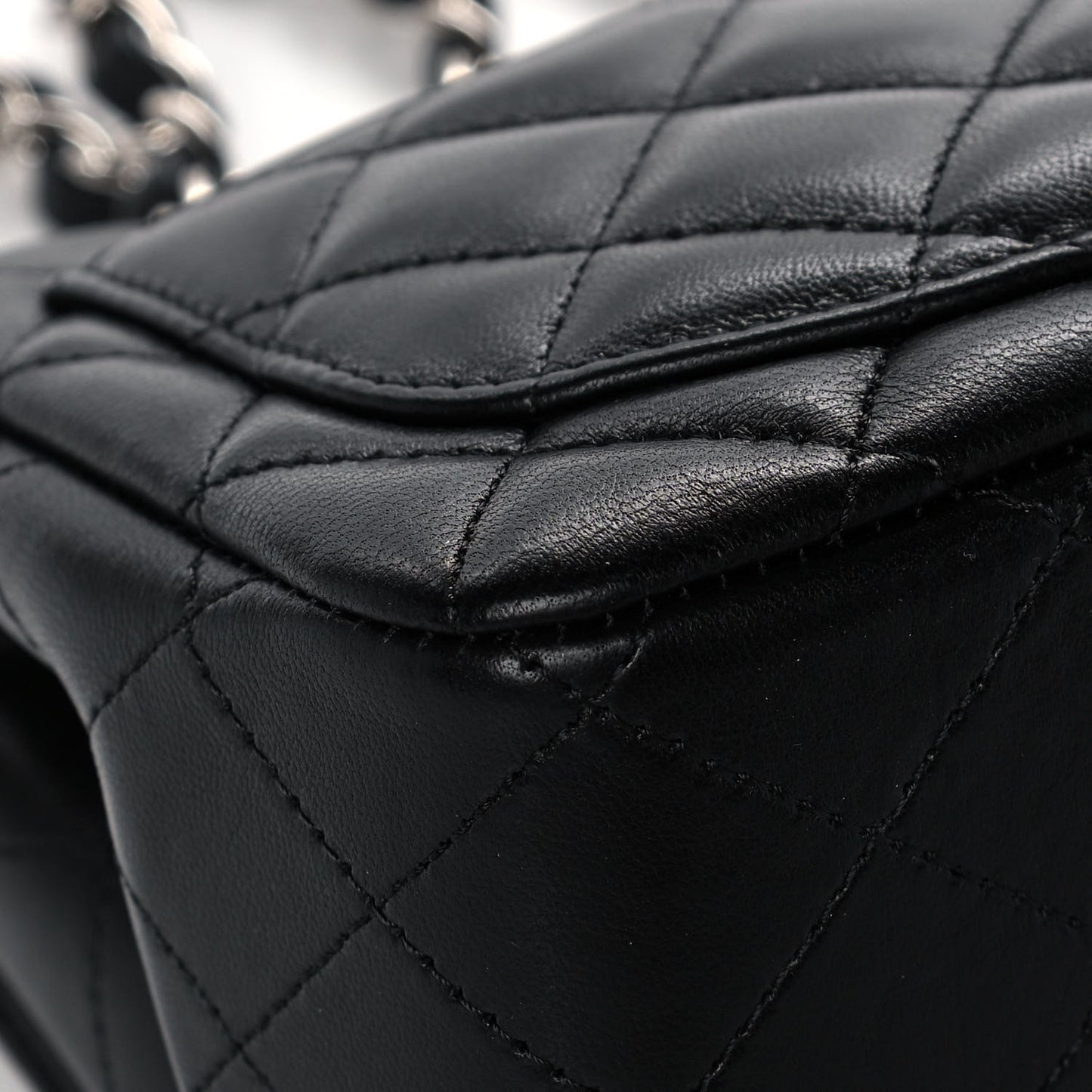 Lambskin Quilted Mini Square Flap Black
