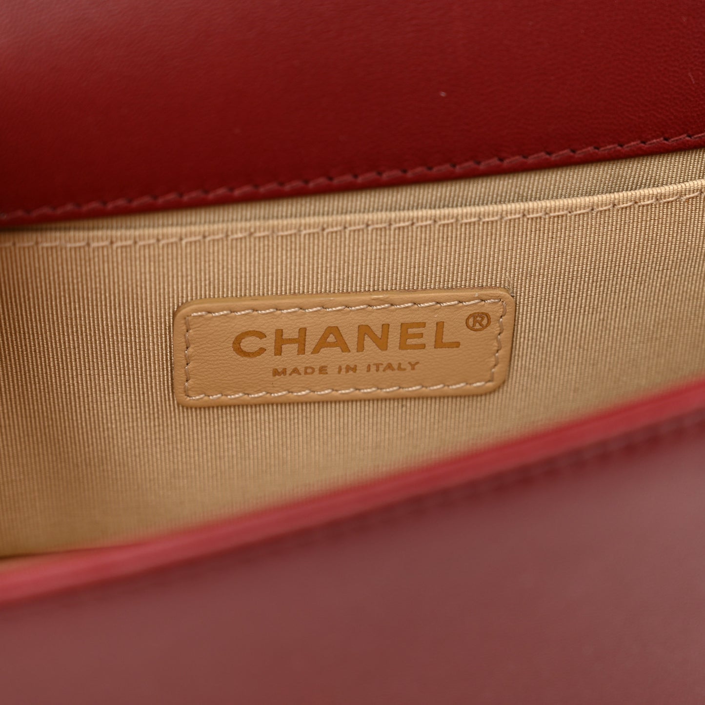 Lambskin Quilted Small Chain Detail Boy Flap Red