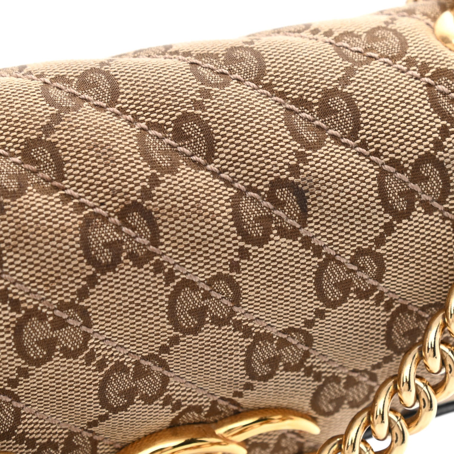 Gucci Monogram Matelasse Diagonal Mini GG Marmont Shoulder Bag Beige Black 11 of 11