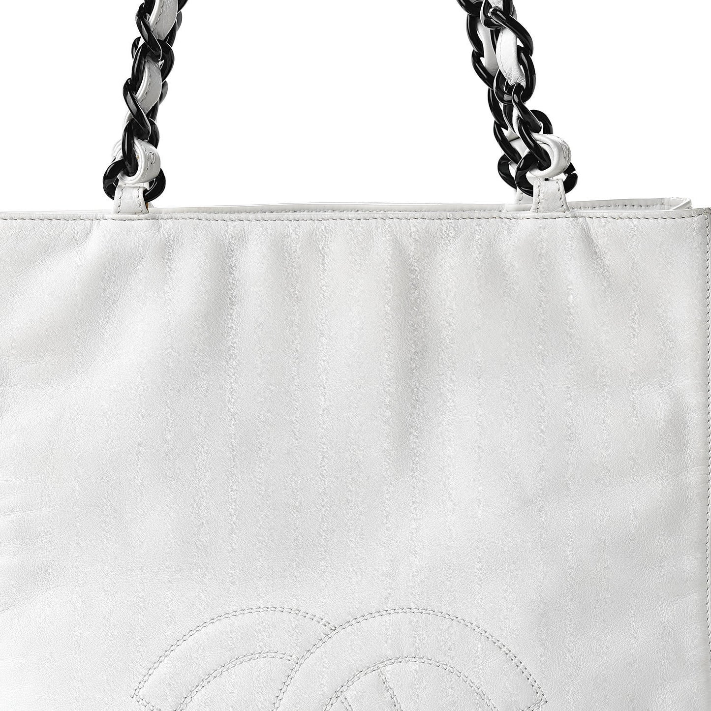 Calfskin Chain CC Small Tote White