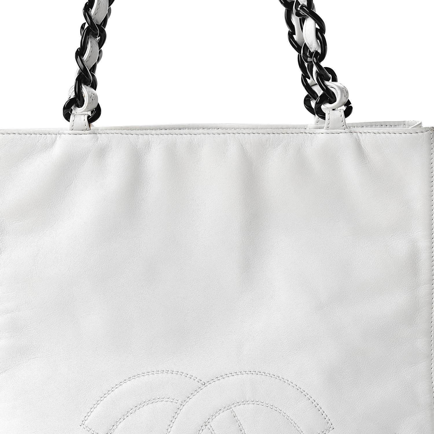 Chanel Calfskin Chain CC Small Tote White 8 of 22