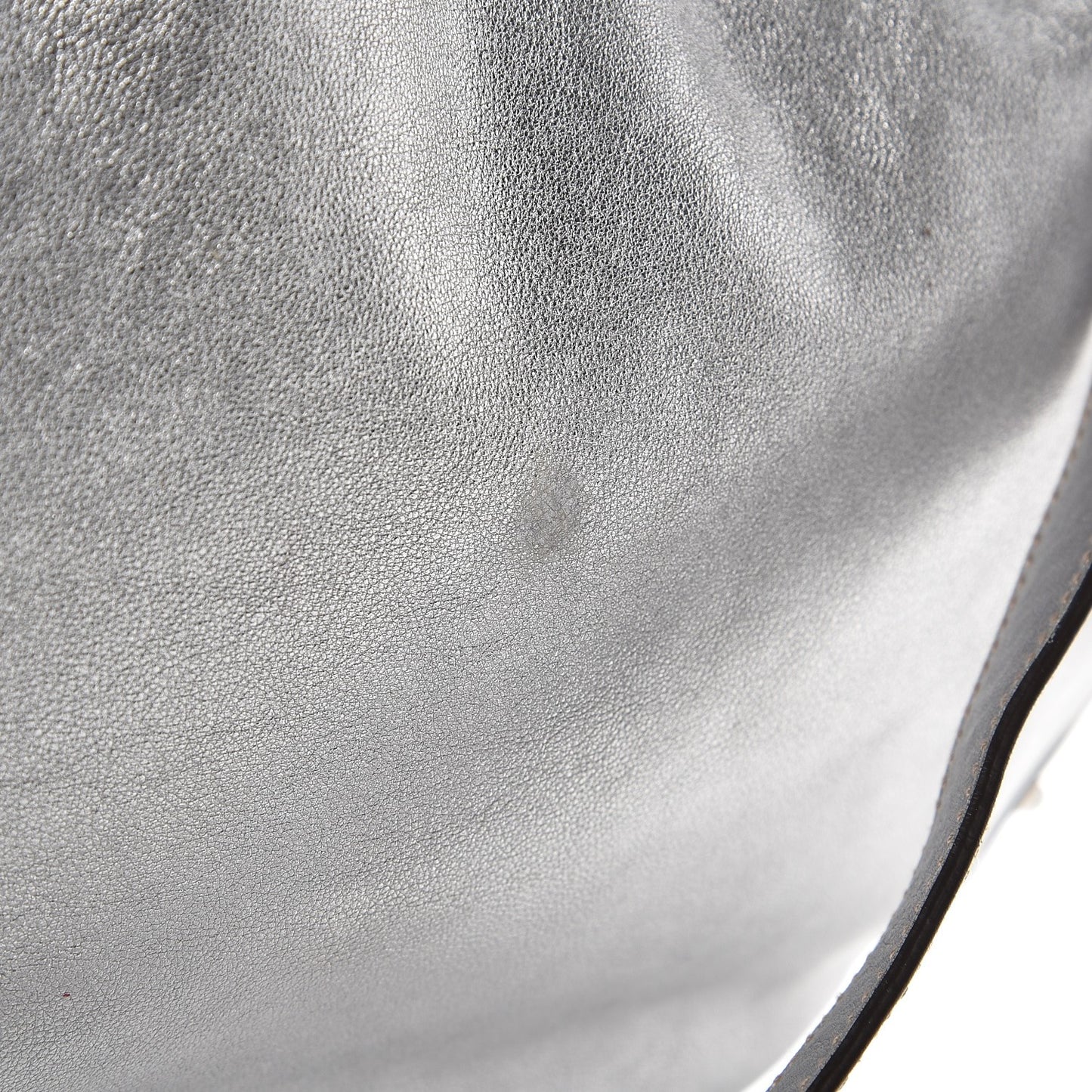 Metallic Calfskin Large Indy Top Handle Hobo Silver
