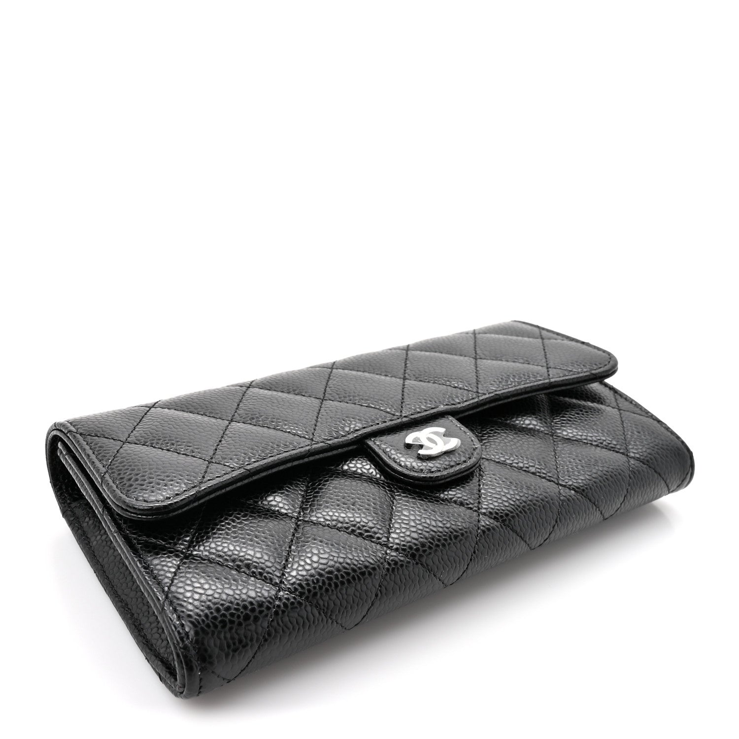 Chanel Caviar Quilted Large Gusset Flap Wallet Black 4 of 8