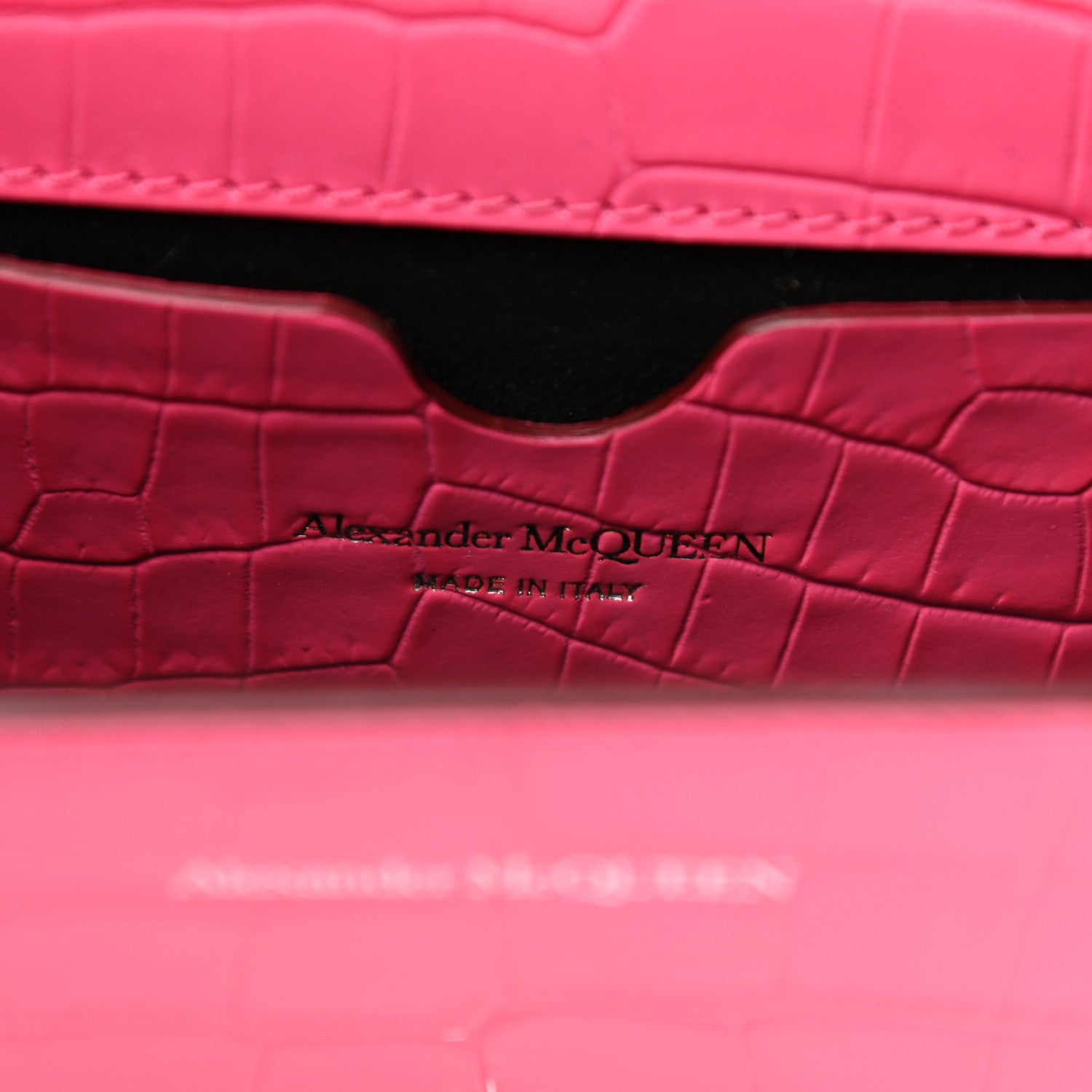 Alexander McQueen Shiny Crocodile Embossed Jeweled Satchel Peony Pink 6 of 11