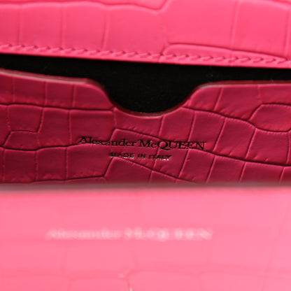 Alexander McQueen Shiny Crocodile Embossed Jeweled Satchel Peony Pink 6 of 11