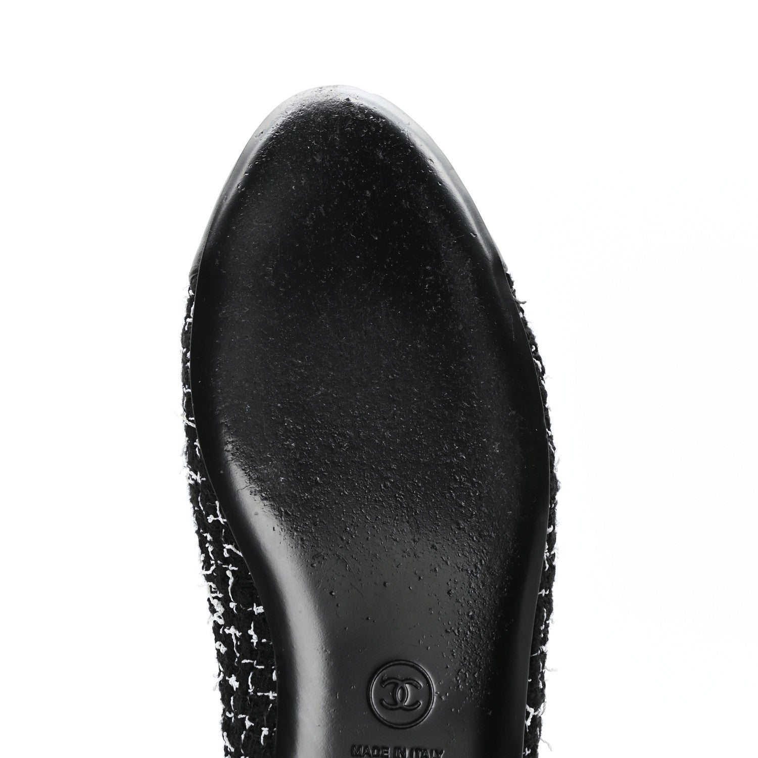 Chanel Tweed Lambskin Cap Toe Ankle Chain Ballerina Flats 41 Black White 10 of 10