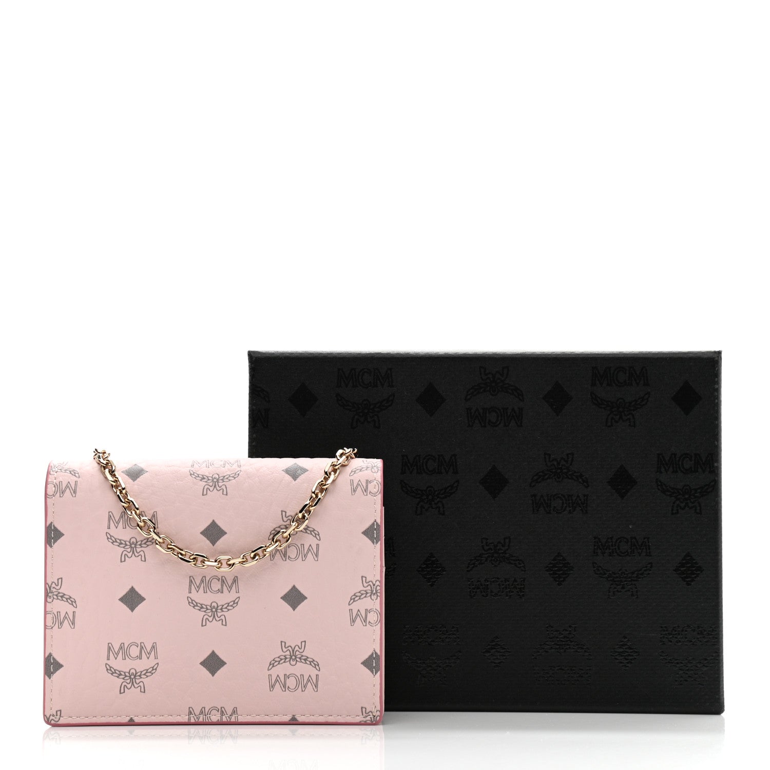 MCM Visetos Original Mini Chain Wallet Light Pink 11 of 11