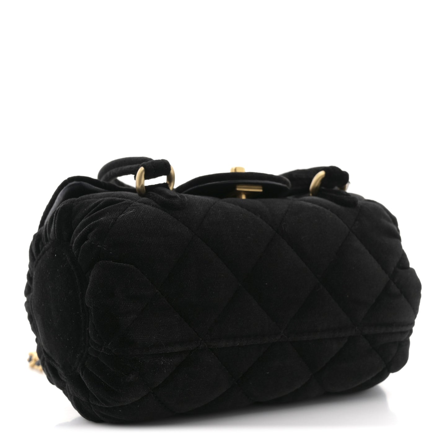 Velvet Quilted Mini Top Handle Flap Black