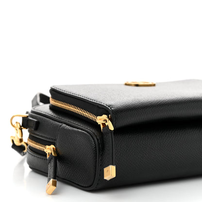 Christian Dior Grained Calfskin Caro Double Pouch Black 9 of 10