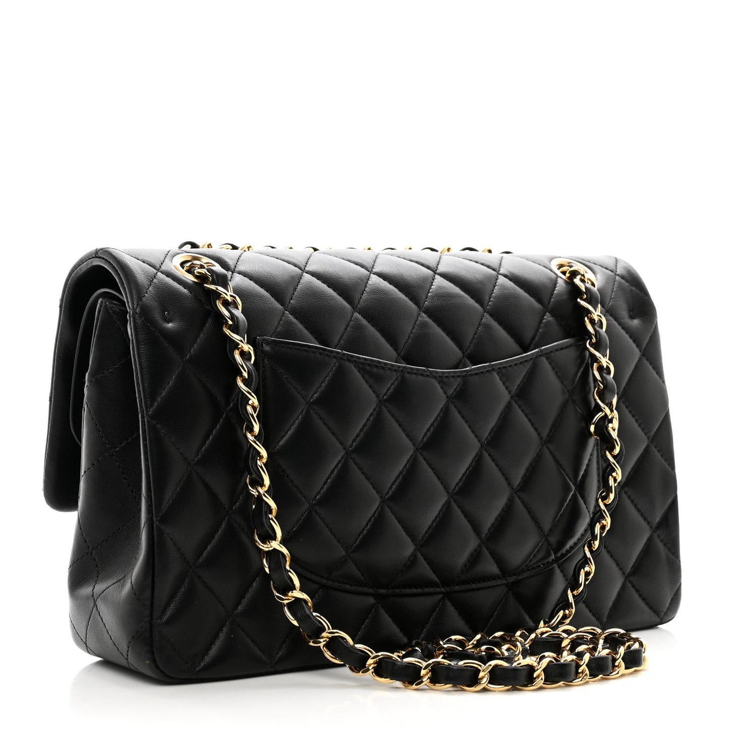 Lambskin Quilted Medium Double Flap Black
