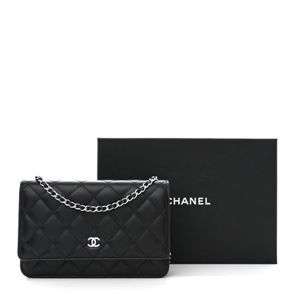 Chanel Lambskin Quilted Wallet On Chain WOC Black 12 of 12