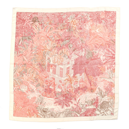 Hermes Cashmere Silk Faubourg Tropical Shawl 140 White Rouge Corail 1 of 6