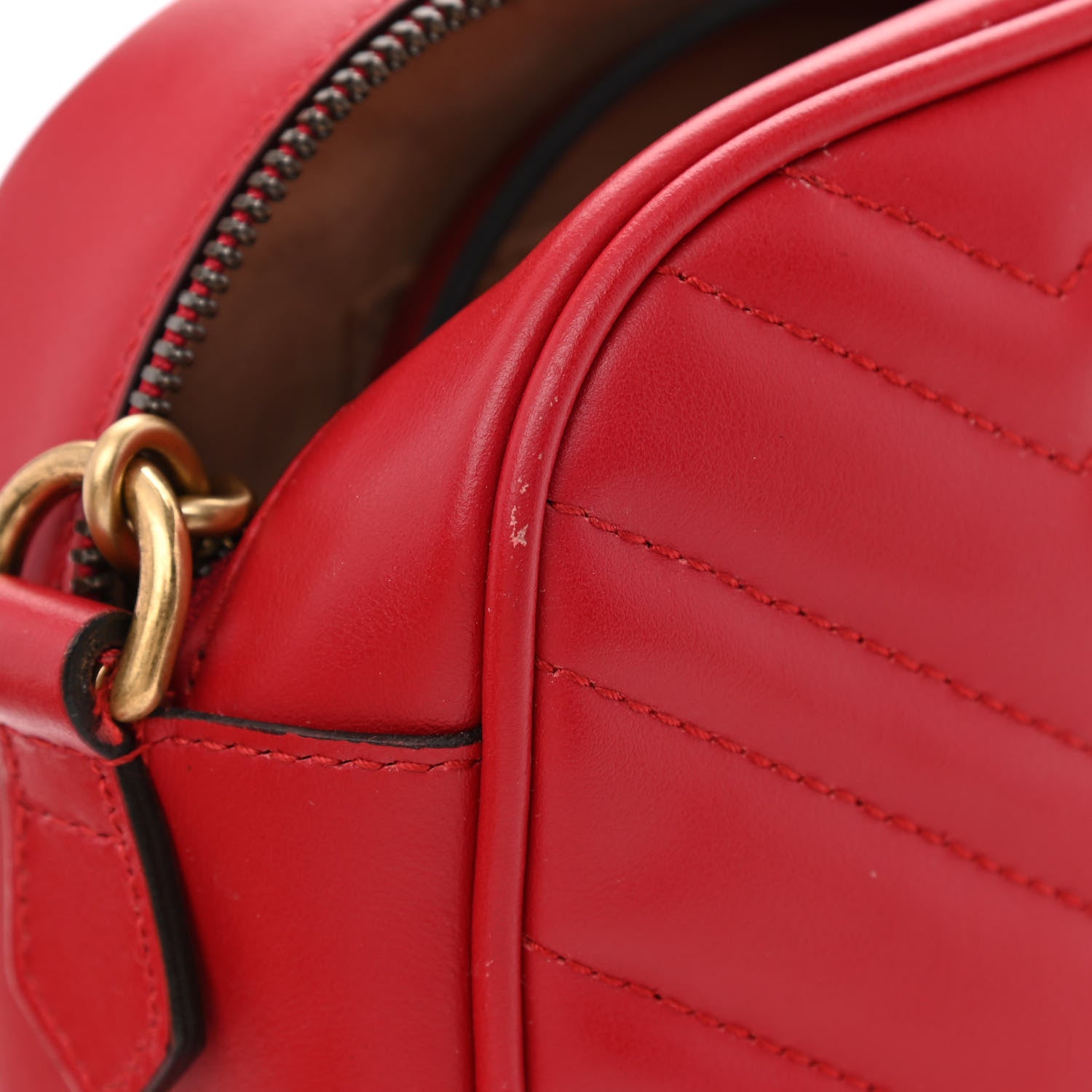 Gucci Calfskin Matelasse Small GG Marmont Chain Shoulder Bag Hibiscus Red 11 of 11