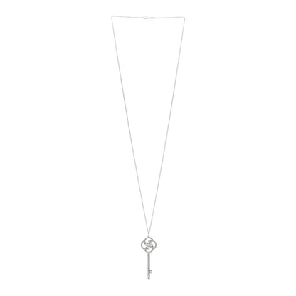 Tiffany Platinum 18K White Gold Diamond Victoria Cluster Key Pendant Necklace 3 of 5