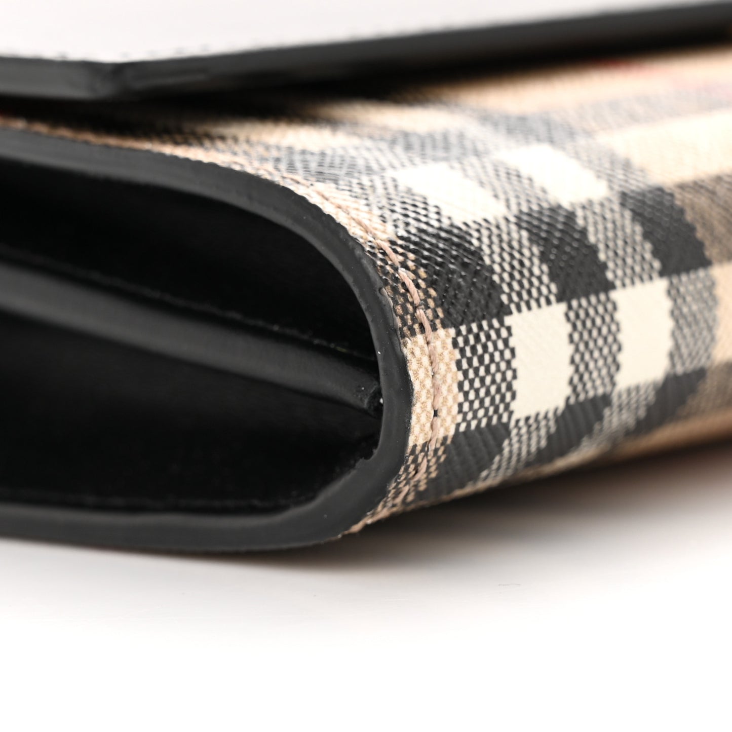 Calfskin Vintage Check Hannah Wallet with Detachable Strap Black