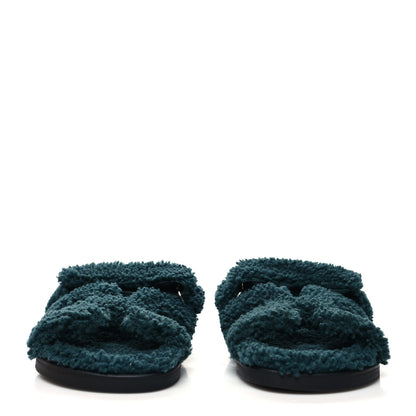 Hermes Woolskin Womens Chypre Sandals 36 Vert Anglais 2 of 8