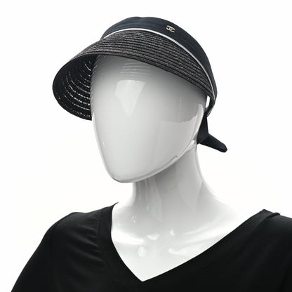 Chanel Abaca Cotton Ribbon Visor M Black 2 of 9
