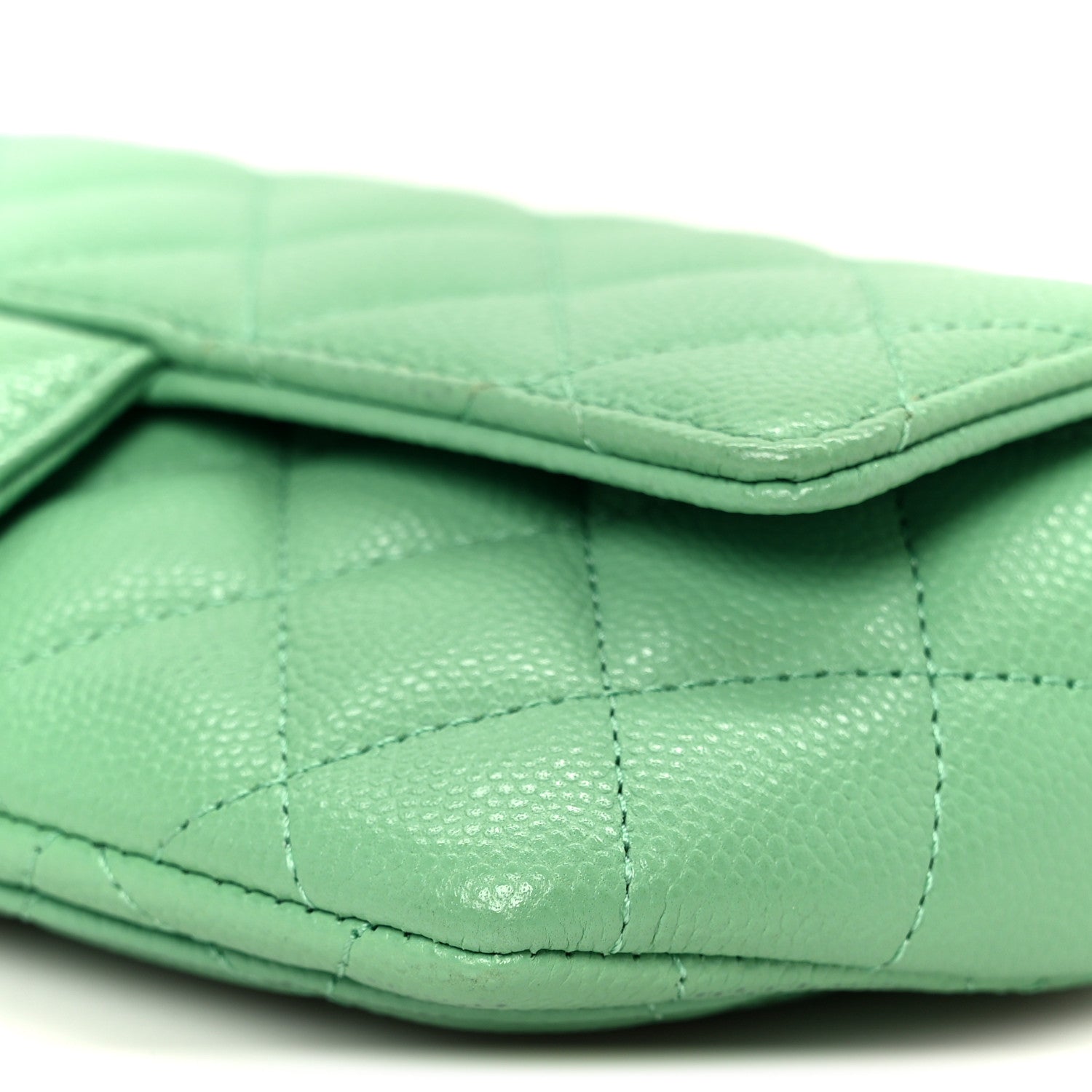 Chanel Caviar Quilted Flap Phone Holder With Chain Green 11 of 12