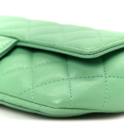 Chanel Caviar Quilted Flap Phone Holder With Chain Green 11 of 12