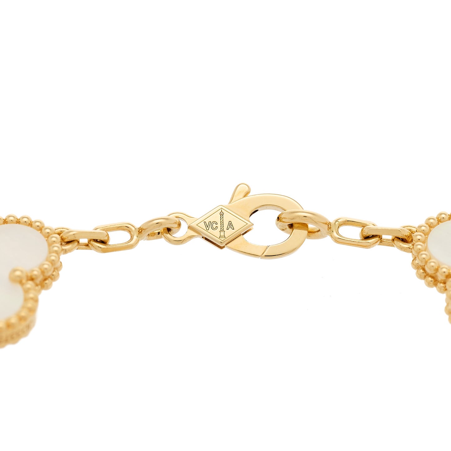 18K Yellow Gold Mother of Pearl 5 Motifs Vintage Alhambra Bracelet