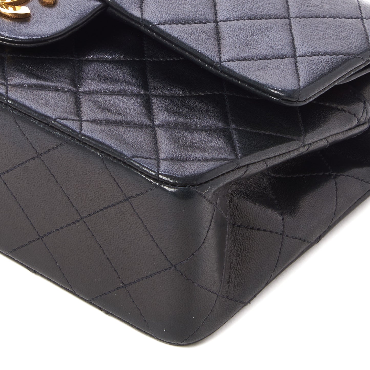 Lambskin Quilted Small Double Flap Black