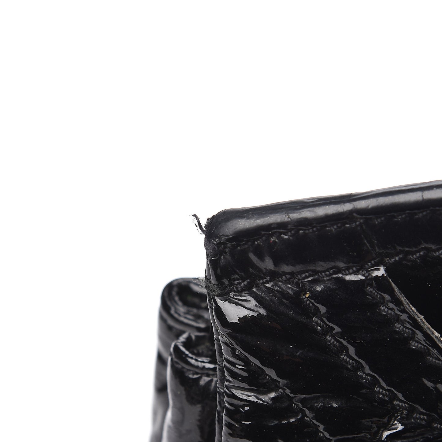 Patent Quilted Day Glo Flap Bag Black