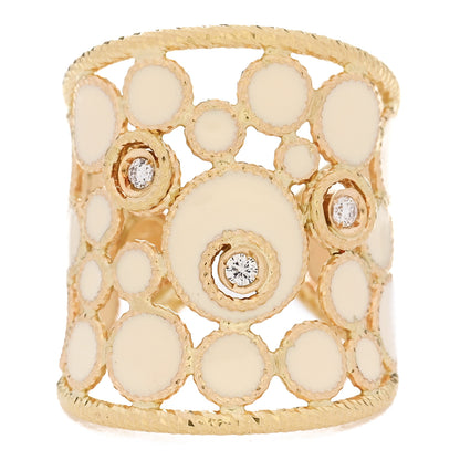 Roberto Coin 18K Yellow Gold Diamond Enamel Bollicine Ring 53 6.5 White 1 of 5
