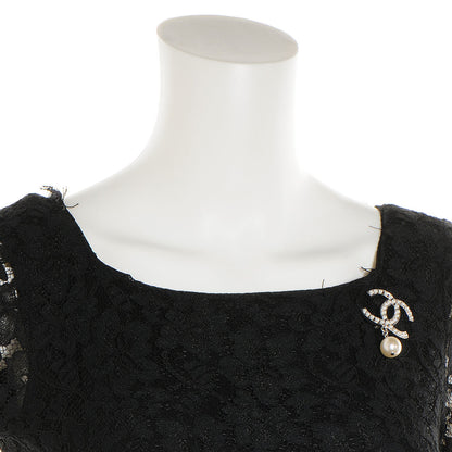 Chanel Pearl CC Drop Brooch Silver 2 of 4