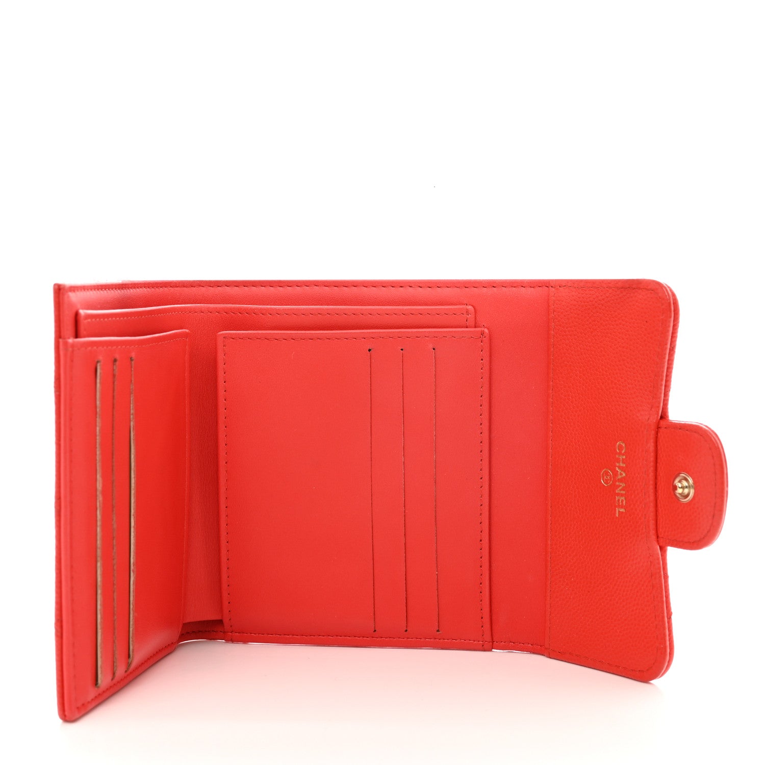 Chanel Caviar Quilted Compact Flap Wallet Red 5 of 10