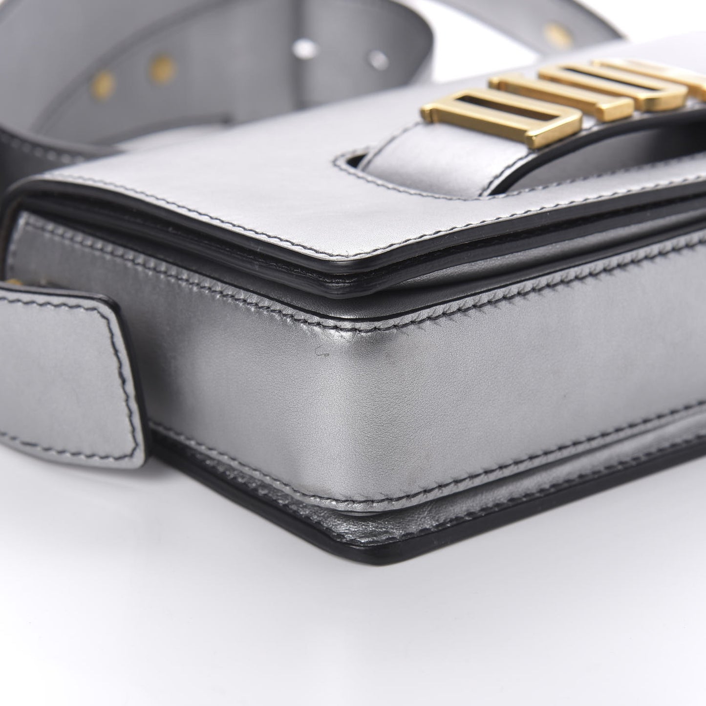 Metallic Smooth Calfskin Dio(r)evolution Flap Bag Silver