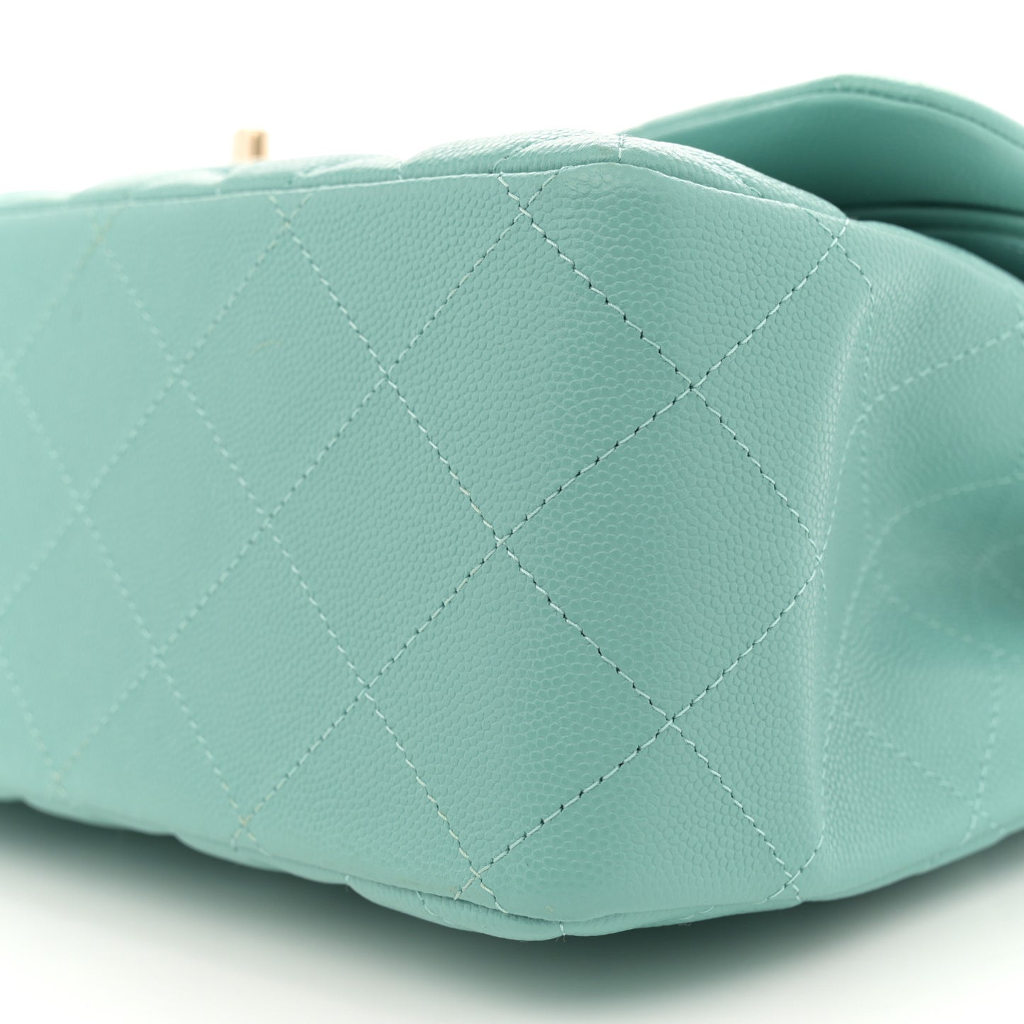 Caviar Quilted Jumbo Double Flap Light Green
