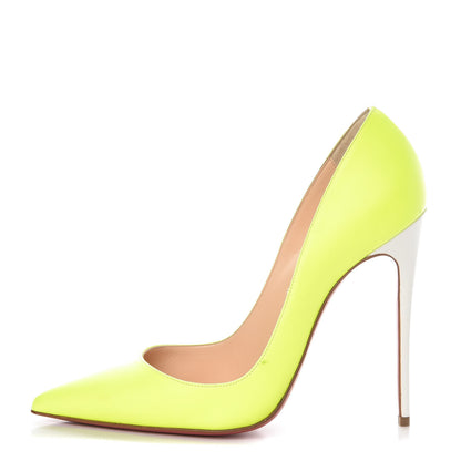 Christian Louboutin Matte Calfskin Jazz Calf Fluo So Kate 120 Pumps 38 Jaune White 1 of 11