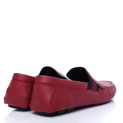 Gucci Calfskin Web Mens Driver Loafers 9 Red 4 of 11