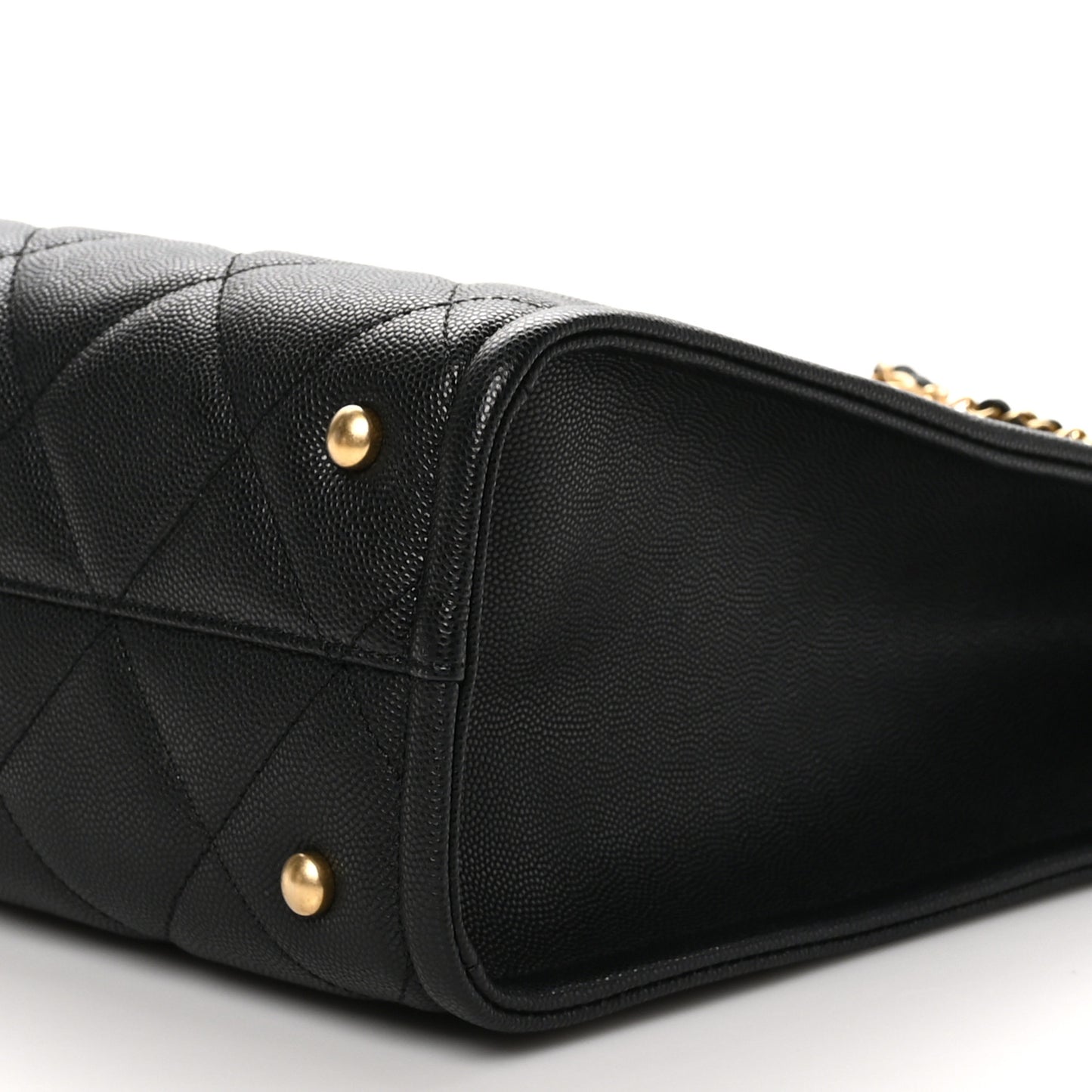 Caviar Quilted Chain Large Shopping Tote With Coin Purse Black