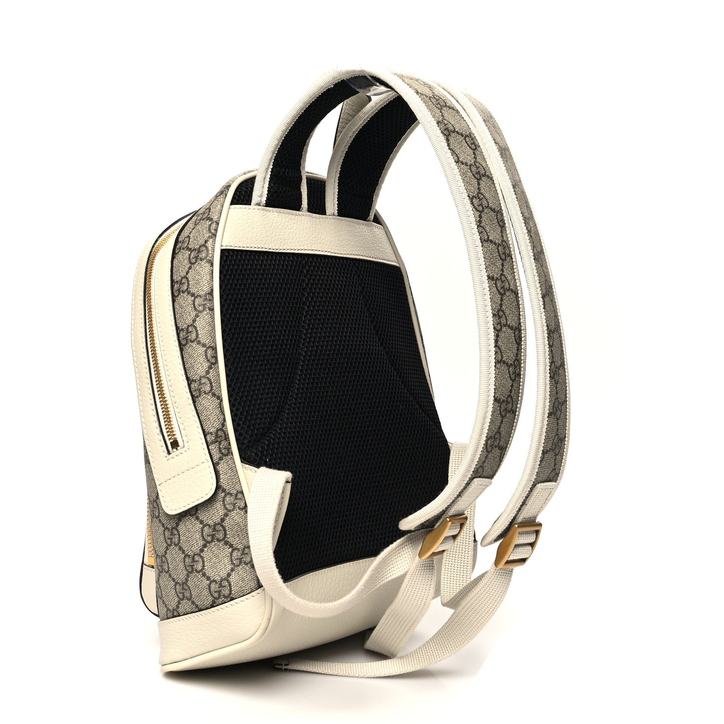 GG Supreme Monogram Textured Calfskin Web Small Ophidia Day Backpack Beige Ebony Mystic White