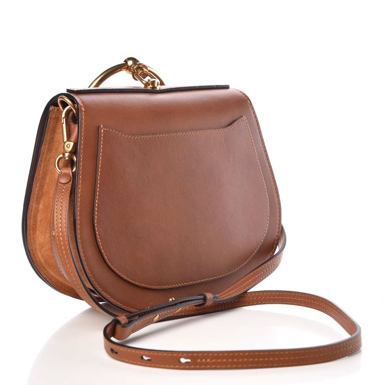 Chloe Calfskin Suede Medium Nile Bracelet Bag Caramel 3 of 11