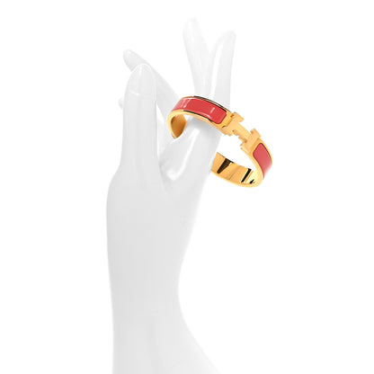 Hermes Enamel Narrow Clic Clac H Bracelet GM Rouge Corail 2 of 5